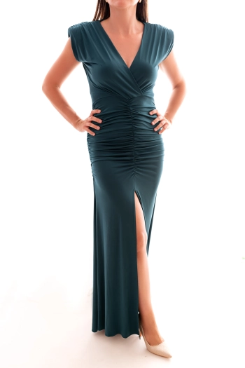 Noelia - sukienka maxi w kolorze butelkowej zieleni - Celebracja Butik