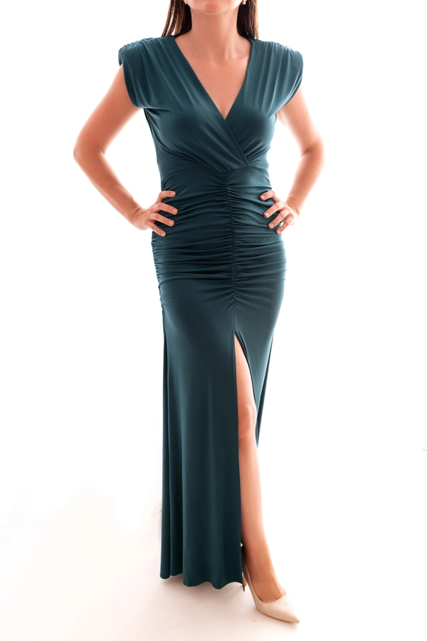Noelia - sukienka maxi w kolorze butelkowej zieleni - Celebracja Butik
